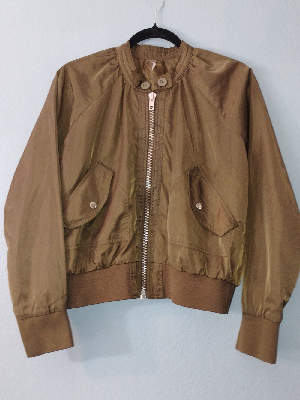 Free People Olive Green Bomber Jacket